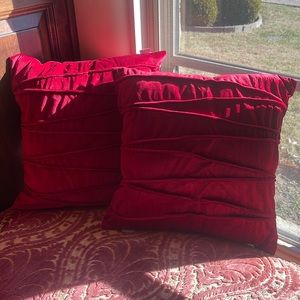 New Red Velvet Pillows, A Set of 2